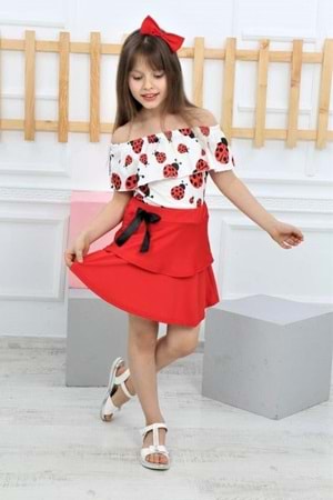 Mnk Lady Bug Desen Kız Çocuk Etekli Takım