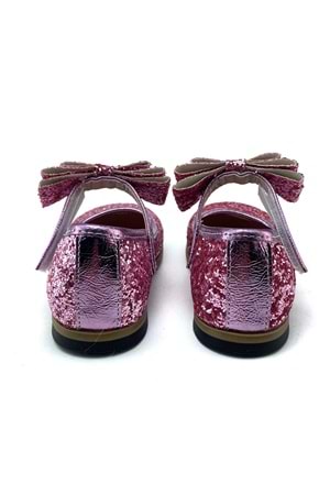 Pembe Simli Bilekten Bağlamalı Kız Çocuk Ayakkabı