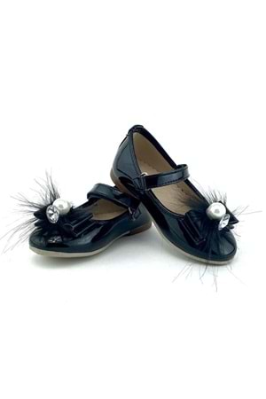 Rugan Tüylü Tokalı İncili Babet Ayakkabı