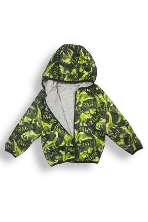 Renkli Dinozor Kapşonlu Yağmurluk Erkek