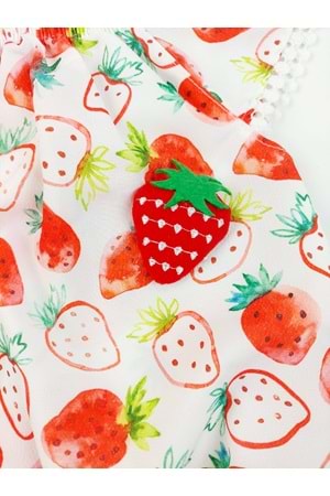 Strawberry Saç Bantlı Kız Bebek Yazlık Tulum