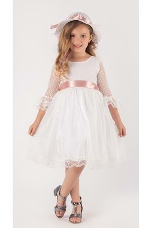 Double Şapka Fiyonk Puantiyeli Dönem Elbise