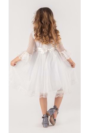 Double Şapka Fiyonk Puantiyeli Dönem Elbise