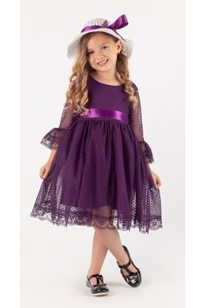 Double Şapka Fiyonk Puantiyeli Dönem Elbise