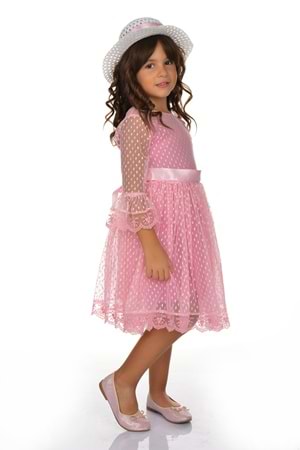 Double Şapka Fiyonk Puantiyeli Dönem Elbise