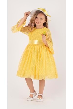 Double Şapka Fiyonk Puantiyeli Dönem Elbise