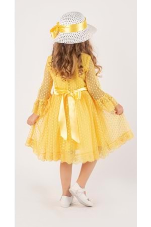 Double Şapka Fiyonk Puantiyeli Dönem Elbise