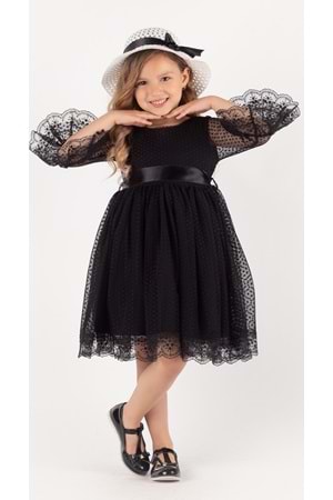 Double Şapka Fiyonk Puantiyeli Dönem Elbise