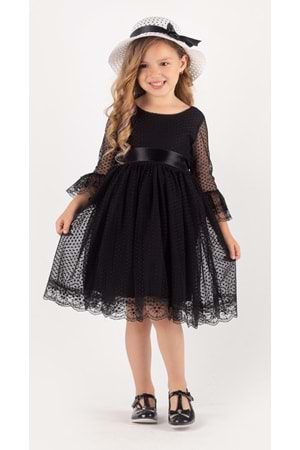 Double Şapka Fiyonk Puantiyeli Dönem Elbise