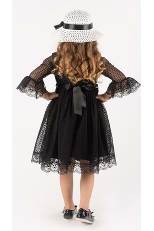 Double Şapka Fiyonk Puantiyeli Dönem Elbise