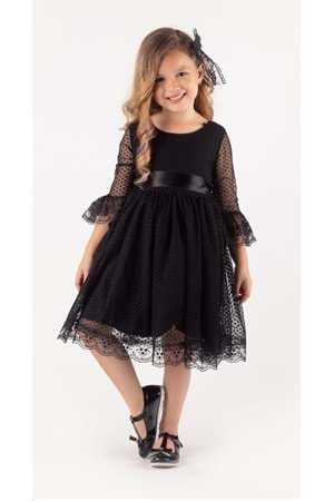 Double Şapka Fiyonk Puantiyeli Dönem Elbise