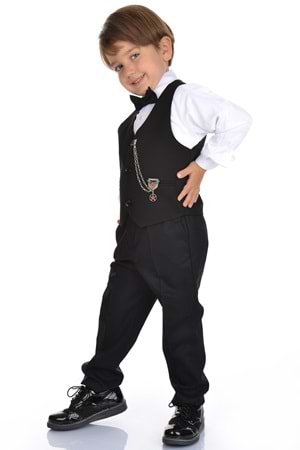 Yelekli Smokin Erkek Çocuk Takım MNK0273