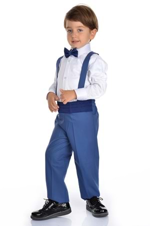 Saten Yaka Kuşaklı Yelekli Erkek Çocuk Takım