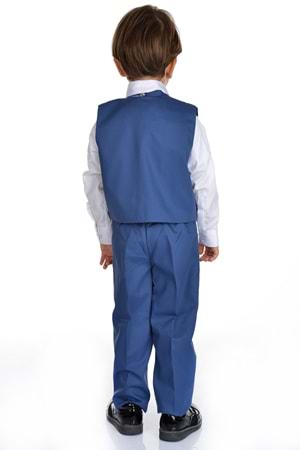 Saten Yaka Kuşaklı Yelekli Erkek Çocuk Takım