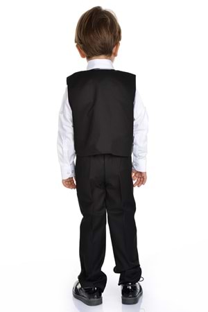 Saten Yaka Kuşaklı Yelekli Erkek Çocuk Takım