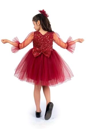 Pul Payet Tüllü Kız Çocuk Elbise