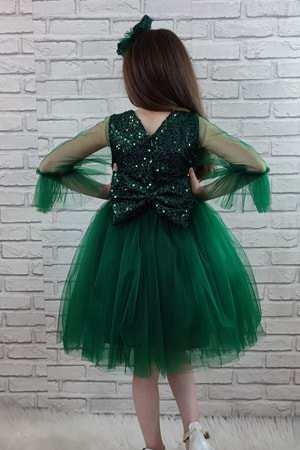 Pul Payet Tüllü Kız Çocuk Elbise