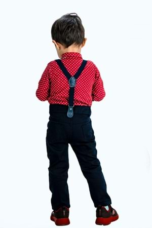 Gömlekli Alttan Çıtçıtlı Gabardin Pantolonlu Pamuklu Bebek Takım