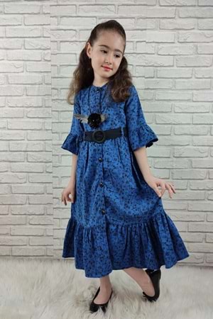 Vintage Basma Kız Çocuk Elbise