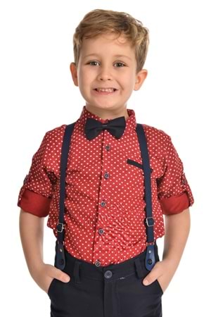 Uzun Pantolon Koyu Desenli Gömlek Erkek Çocuk Takımı