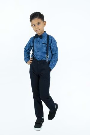 Uzun Pantolon Koyu Desenli Gömlek Erkek Çocuk Takımı