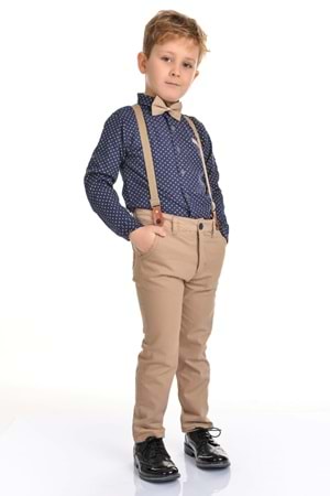 Uzun Pantolon Koyu Desenli Gömlek Erkek Çocuk Takımı