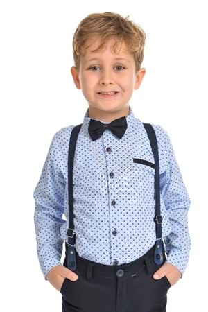 Uzun Pantolon Koyu Desenli Gömlek Erkek Çocuk Takımı