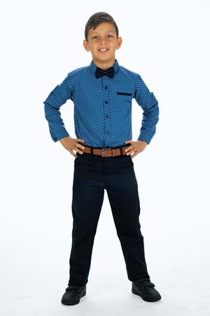 Baskılı Oxford Erkek Çocuk Gömlekli Takım MNK0322A