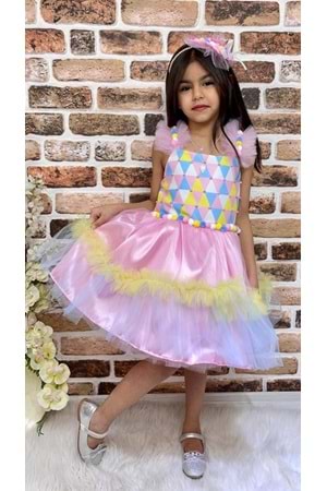 Kokosh Kız Saten Parti Elbisesi MNK0328