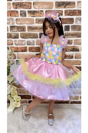 Kokosh Kız Saten Parti Elbisesi MNK0328