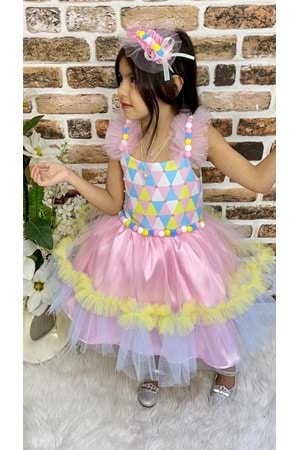 Kokosh Kız Saten Parti Elbisesi MNK0328