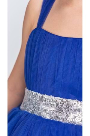 Sırt Gipeli Tütü Etek Kız Çocuk Saten Parti Abiye Elbise MNK0340