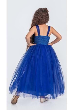 Sırt Gipeli Tütü Etek Kız Çocuk Saten Parti Abiye Elbise MNK0340