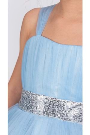 Sırt Gipeli Tütü Etek Kız Çocuk Saten Parti Abiye Elbise MNK0340