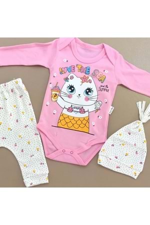 Kukuleta Şapkalı Badili 3lü Bebek Takımı Mnk0370