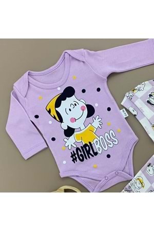 Penye Kukuleta Şapkalı Badili 3lü Bebek Takımı Mnk0371