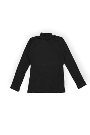 Yarım Balıkçı Yaka Boğazlı Penye Kız Okul Tişört MNK0384