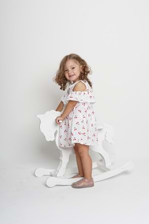 Meyve Baskılı Pamuklu Terikoton Kol Fisto Detay Kız Çocuk Yazlık Elbise MNK0406