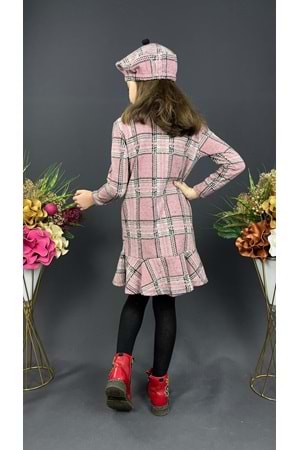 Kız Çocuk Şapkalı Kışlık Uzun Kol Elbise MNK0412