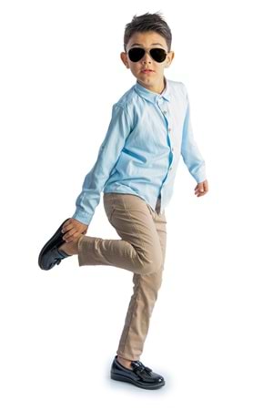 Apoletli Kollu Gömlek Tarz Erkek Çocuk Takım MNK0422