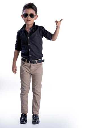 Apoletli Kollu Gömlek Tarz Erkek Çocuk Takım MNK0422