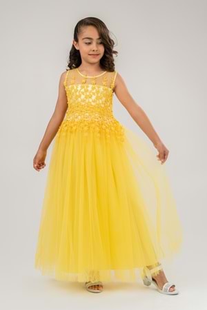 Güpür Model Gelinlik Çocuk Kolsuz Abiye MNK0469