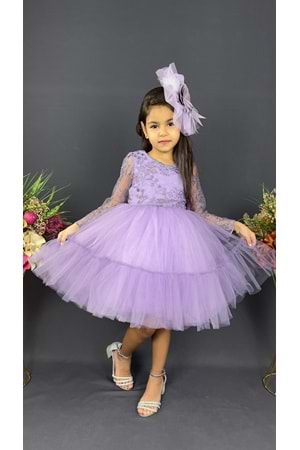 Uzun Kol Güpürlü Tokalı Vintage Abiye Elbise MNK0472