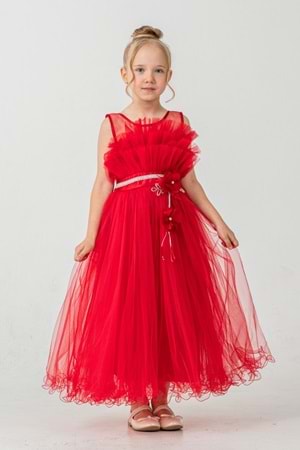 Kız Çocuk Robası Katlı Özel Gün Abiye Elbise MNK0475