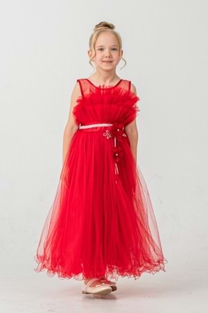 Kız Çocuk Robası Katlı Özel Gün Abiye Elbise MNK0475