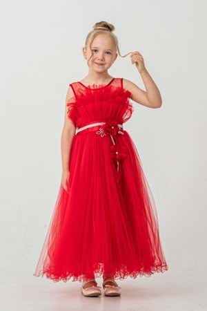 Kız Çocuk Robası Katlı Özel Gün Abiye Elbise MNK0475