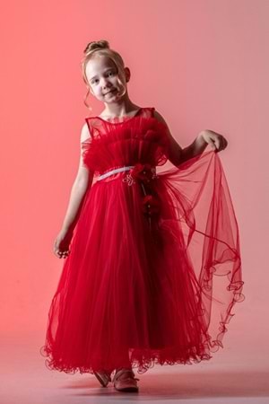 Kız Çocuk Robası Katlı Özel Gün Abiye Elbise MNK0475