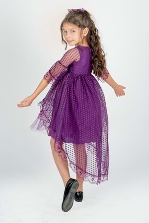 Kuyruklu Model Kız Çocuk Dantel Elbise MNK0482