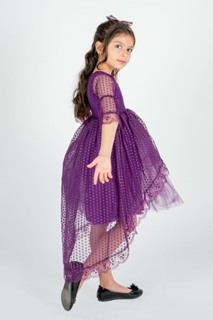 Kuyruklu Model Kız Çocuk Dantel Elbise MNK0482
