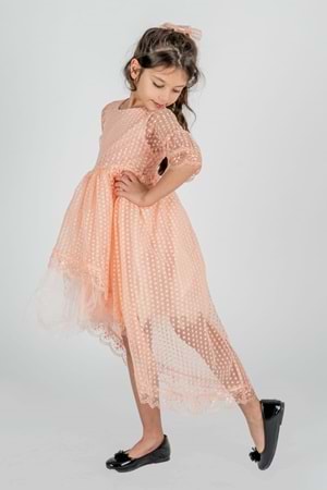 Kuyruklu Model Kız Çocuk Dantel Elbise MNK0482